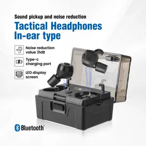 Tactical In-Ear Headphones with 31dB Noise Reduction Type-C Charging LED Display Bluetooth 5.3 for Professional Shooting Operations
