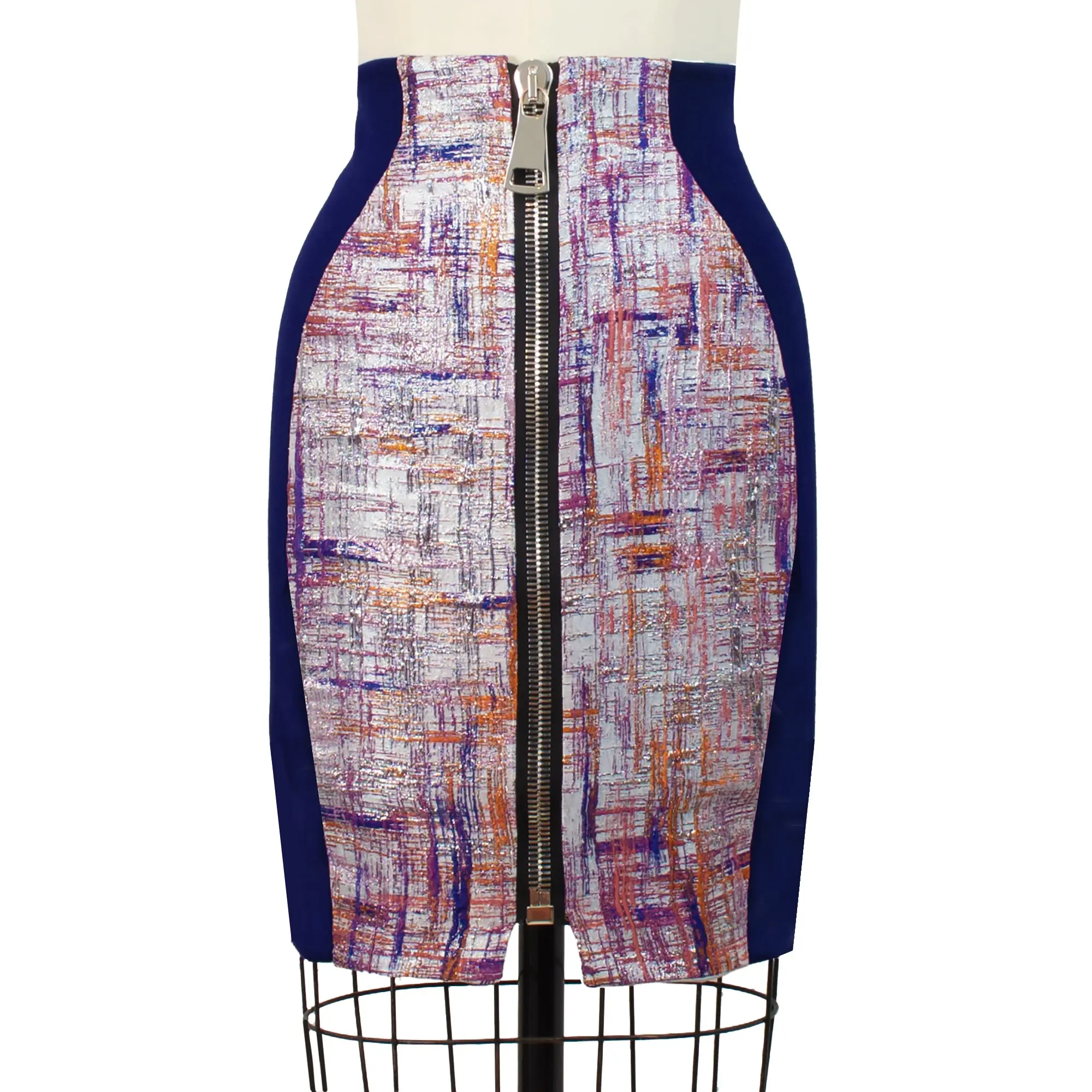 Luxury Lurex Brocade Zip Pencil Skirt | LIMITED EDITION