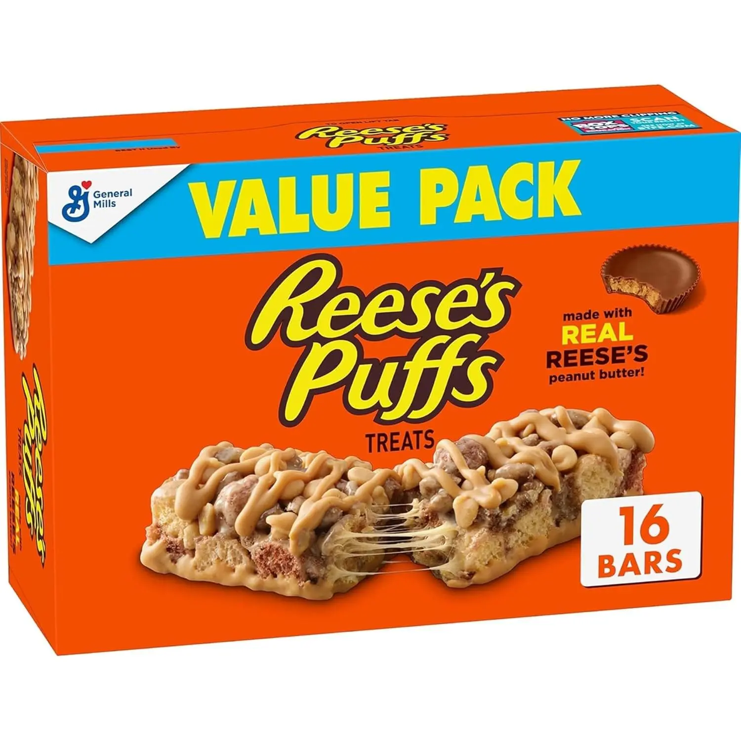 Reese's Puffs Peanut Butter & Cocoa Cereal Bars, Value Pack, 16 ct, 13.6 oz