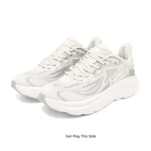 White Running Shoes with Thick Sole - Breathable & Shock-Absorbing Sneakers for Marathon Training, Hiking & Everyday Use