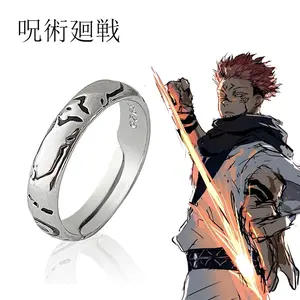 Anime-Inspired Jujutsu Kaisen Ryomen Sukuna Itadori Yuji Cosplay Ring, Metal Build, Adjustable Unisex Fashion Costume Jewelry Prop Accessory, Unisex Gifts