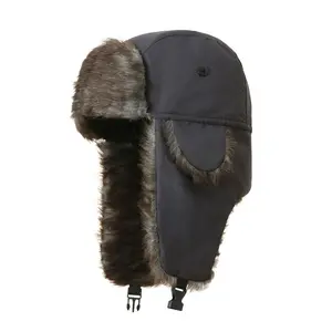 Winter Cold Weather Trapper Hat Warm Faux Fur Windproof Waterproof Snow Ski Hats for Men Women with Ear Flaps
