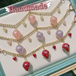 Handmade Strawberry Bag Chain｜14.5’’ Dreamy Pearl Gloss