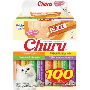 Cat Treats, Lickable, Squeezable Creamy Purée with Vitamin E, 0.5 Ounces per Tube, Chicken Variety