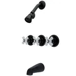 Kingston Brass  Tub & Shower Faucet with 3 Handles, Oil Rubbed Bronze