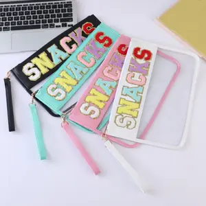 3 Pack Set Letter Patched Snack Storage Bag Portable Cosmetic Bags for Women, Fashionable Shopping Bags for Christmas Gifts