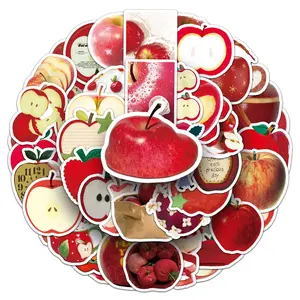 Apple Pattern Stickers, 100pcs (50 Styles*2) Cute Cartoon Sticker, DIY Decorative Sticker for Scrapbooking, Journaling, Gift Wrapping