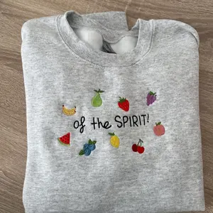 Embroidered Fruit of the Spirit Shirt, Christian Faith Sweater, Religious Bible Verse Hoodie, Spiritual Inspirational Gift Top