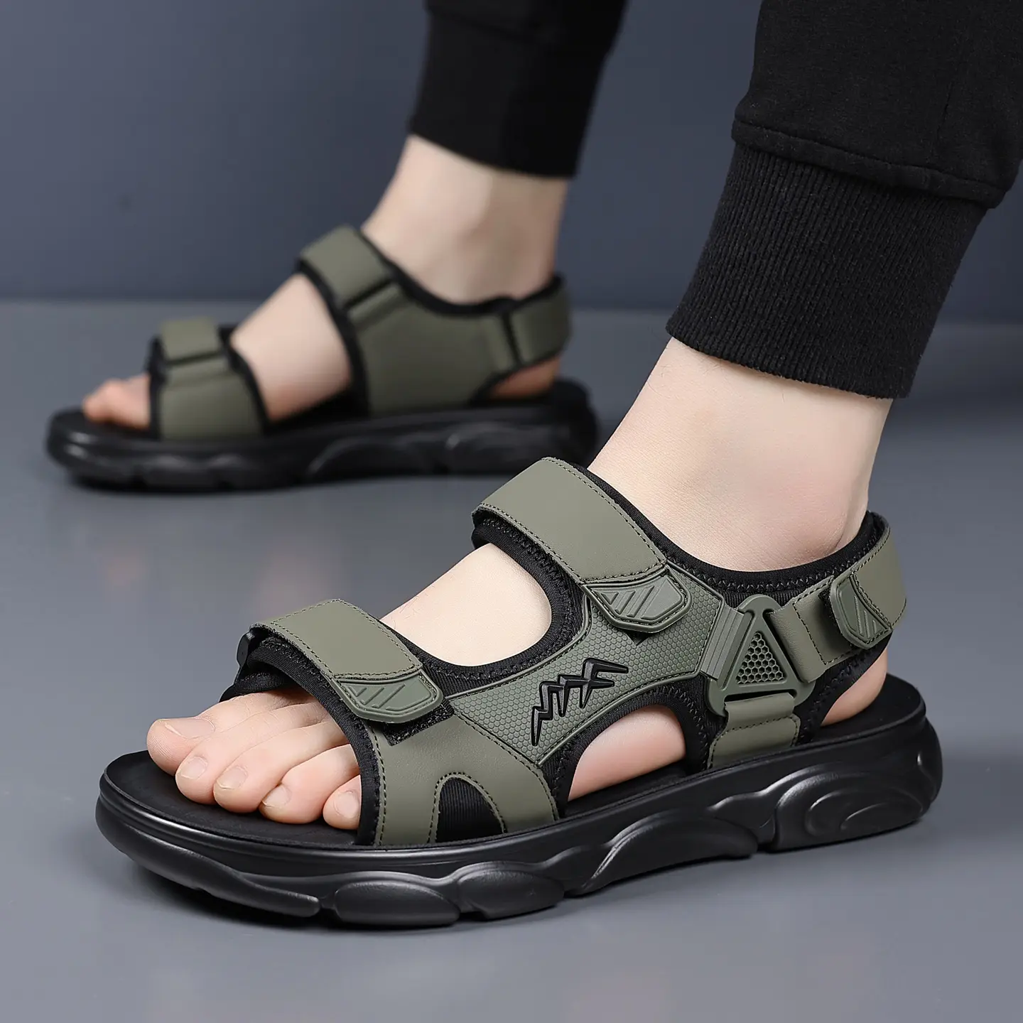 Beach Shoes for Men - Wide-Fit Adjustable Straps Vegan Leather Summer Fashion Sandal | Breathable Thick Soft Anti-Slip Sole | Quick Dry Sandals, Outdoor Sandal, Outdoor Entertainment | Stylish Slipper, Indoor Use | Outdoor Beach Shoe, Beach Casual Wear