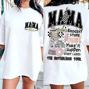 Mama World Tour Shirt 2 Sides Shirt, Funny Mom Life Graphic Tee - Motherhood Gift, MAMA Make it All Happen Shirt, Mother's Day Gift, Womenswear