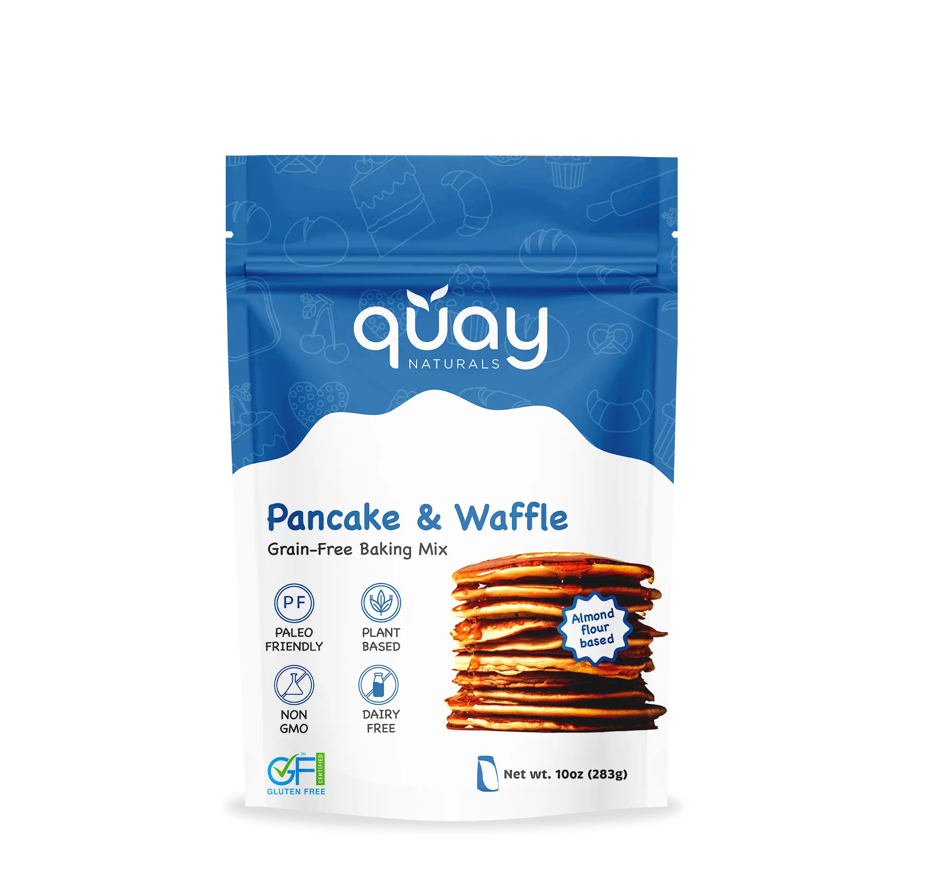 Quay Naturals  Almond Flour Based Pancake & Waffle Mix Gluten-Free Grain-Free Plant-Based Non-GMO Paleo-Friendly 10oz