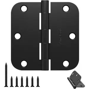 Door Hinges Matte Black - 30 Pack Black Door Hinges 3.5 Inch Rounded Interior Door Hinge with 5/8" Radius Corners - Black Hinges for Doors 3 1/2 Inches Flat Iron Residential Door Hardware