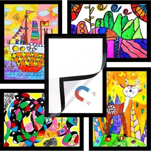 5-Pack  Artwork Frames Changeable,  Art Display Frame with Self Adhesive Backing,   Artwork Storage Frames, A4 Picture Frames Changeable for Drawing Crafting