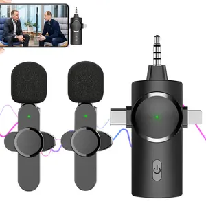 Wireless Lavalier Microphone with Lapel Mic, Rechargeable Lapel Mic, Suitable for Smartphones, Laptops, Audio Video Recording, Podcasts, Interviews