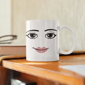 Roblox Woman Face Mug, Roblox Woman Face, Gaming Mug, Gamer Gift, Roblox Gift, Winning Smile Ceramic Mug Gift Valentines Gift