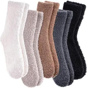 Womens Fuzzy Slipper Socks Super Soft Microfiber Fluffy Cozy Winter Warm Fuzzy Crew Socks