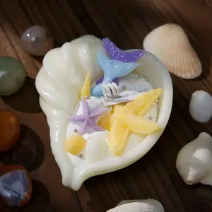 Seashell Cake Candle with Starfish - Coastal Soy Wax