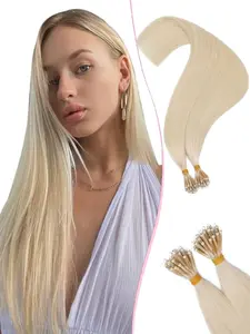 Nano Tip Hair Extensions Human Hair, Nano Beads Balayage Seamless Highlight, Pre-Bonded Extensions for Women, Medium Length