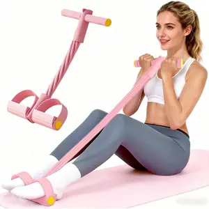6-Strand Heavy Duty Abdominal Crunch Fitness Equipment – Leg & Core Workout, Sit-Up Assist, Home Gym Exercise, Non-Slip Foot Pedal & Resistance Bands (Portable)