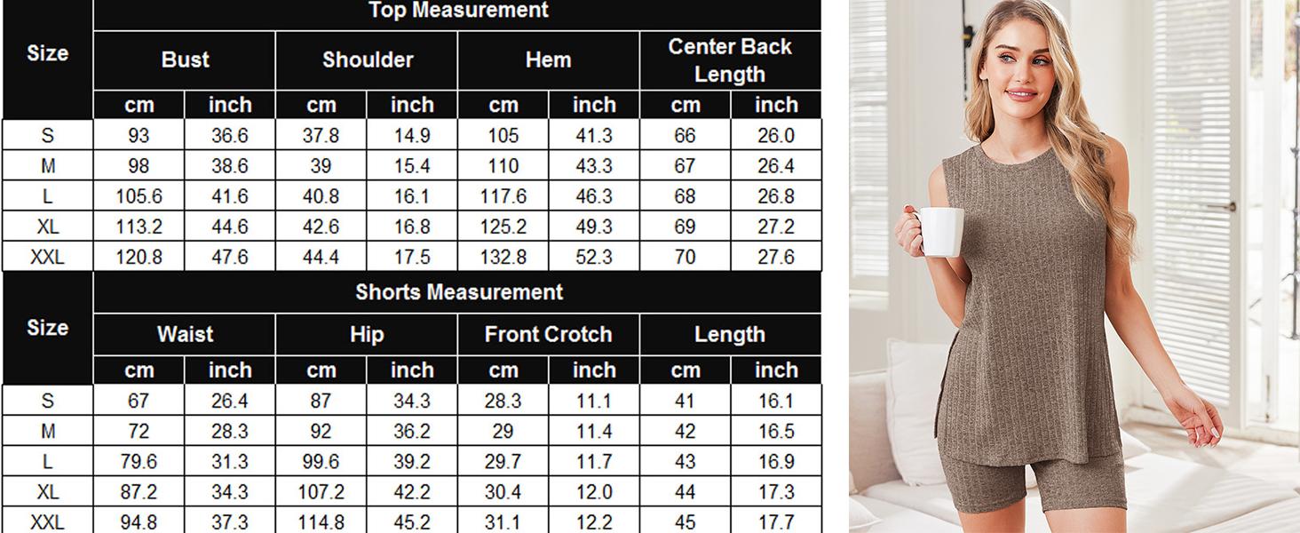 EKOUAER Spring Women's Clothing Sets Summer Striped Knitted Sleeveless Women's 2-Piece Set Cycling Shorts Casual Comfortable Set S-XXL
