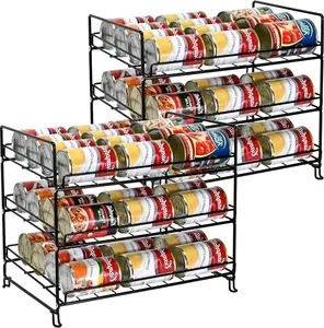 NEW 2 Pack Stackable Can Rack Organizer, Storage for 36 Cans for Kitchen Cabinet or Pantry, Black