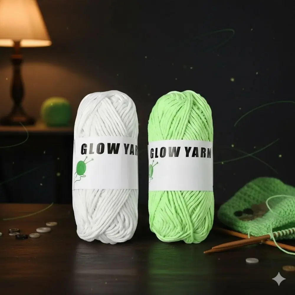 Glow-in-the-Dark Yarn: Ultra-Soft DIY Crochet Thread, Eco-Friendly & Skin-Safe, High Elasticity Anti-Break Glow Craft Supplies for Nighttime Knitting, Spring Handmade Projects & Creative Weaving, Dish Cloth Yarn.