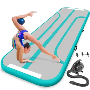 Inflatable Gymnastics Mat 13ft - Bouncy, Durable, Aquamarine