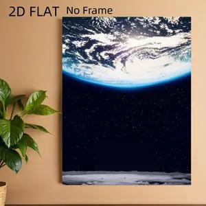 [2D Flat]1pc Modern Space Theme High-Definition Canvas Decorative Painting 11.8* 15.7inch (30* 40cm ) with Wooden Framing - Sci-fi Style Home Decoration, Can Be Directly Hung in Living Room, Bedroom