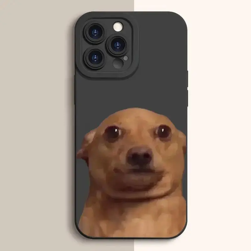TPU Soft Silicone Phone Case with Cute Dog Meme Design - Shockproof, Fully Protected Mobile Accessory for iPhone 17, 17E, 16, 16E, 15, 14, 13, 12, 11 Pro Max Plus, X, Air, Mini, Protection