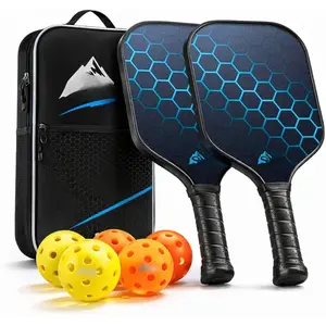 Pickleball Paddle Set of 2 - T700 Carbon Fiber with 16mm Core - Complete Bundle with 4 Balls & Carry Bag -  Control & Power Pickleball Rackets for  Skill Levels