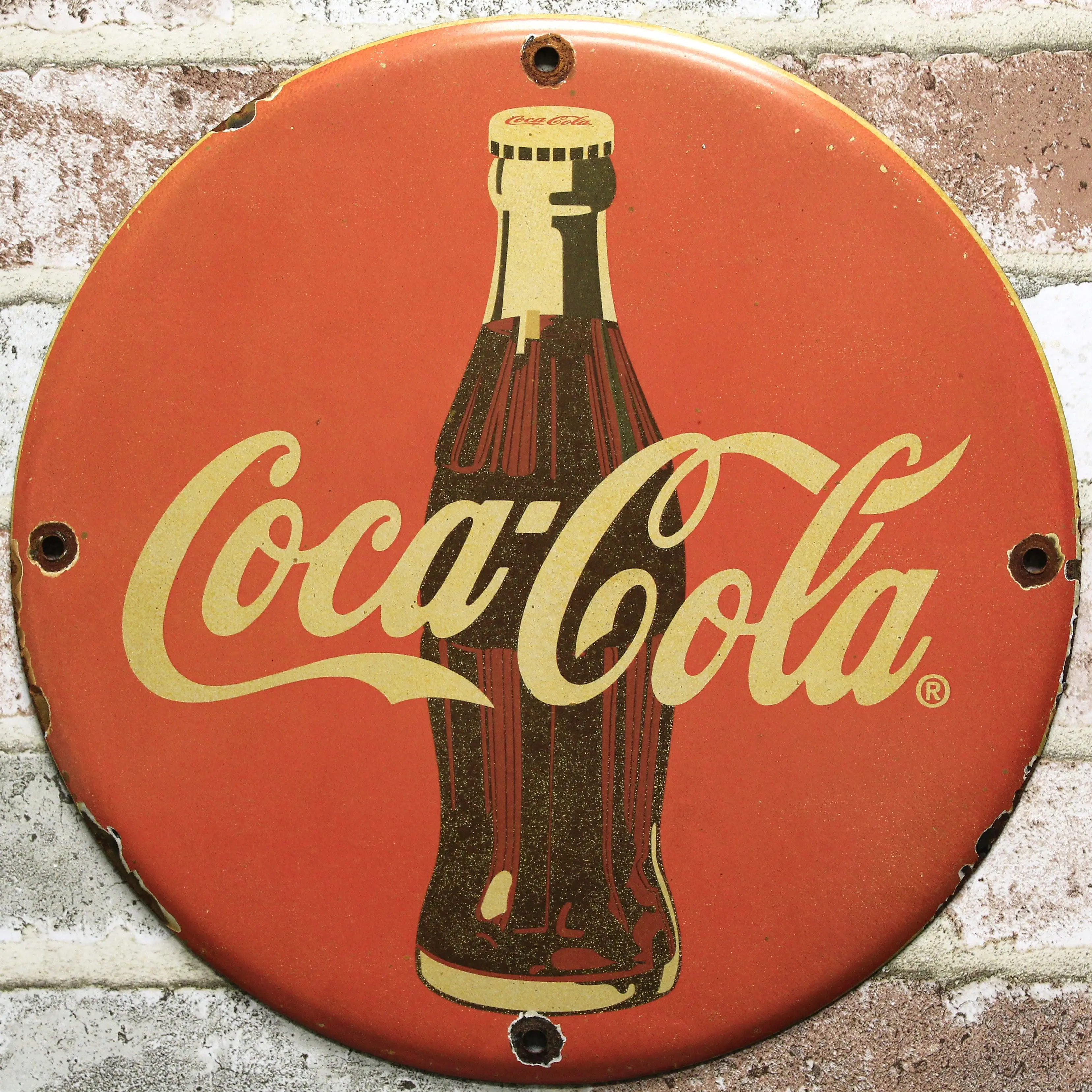 Coca-Cola Classic Red Refreshing Coke Porcelain Enamel Sign (12in)