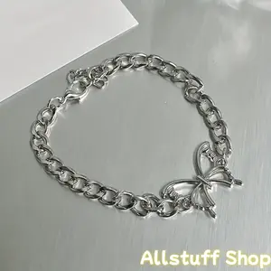 Silvery Butterfly-Shaped Steering Wheel Chain, Car Interior, Cute Car Additions, Automotive Charm, Unique Car Decoration