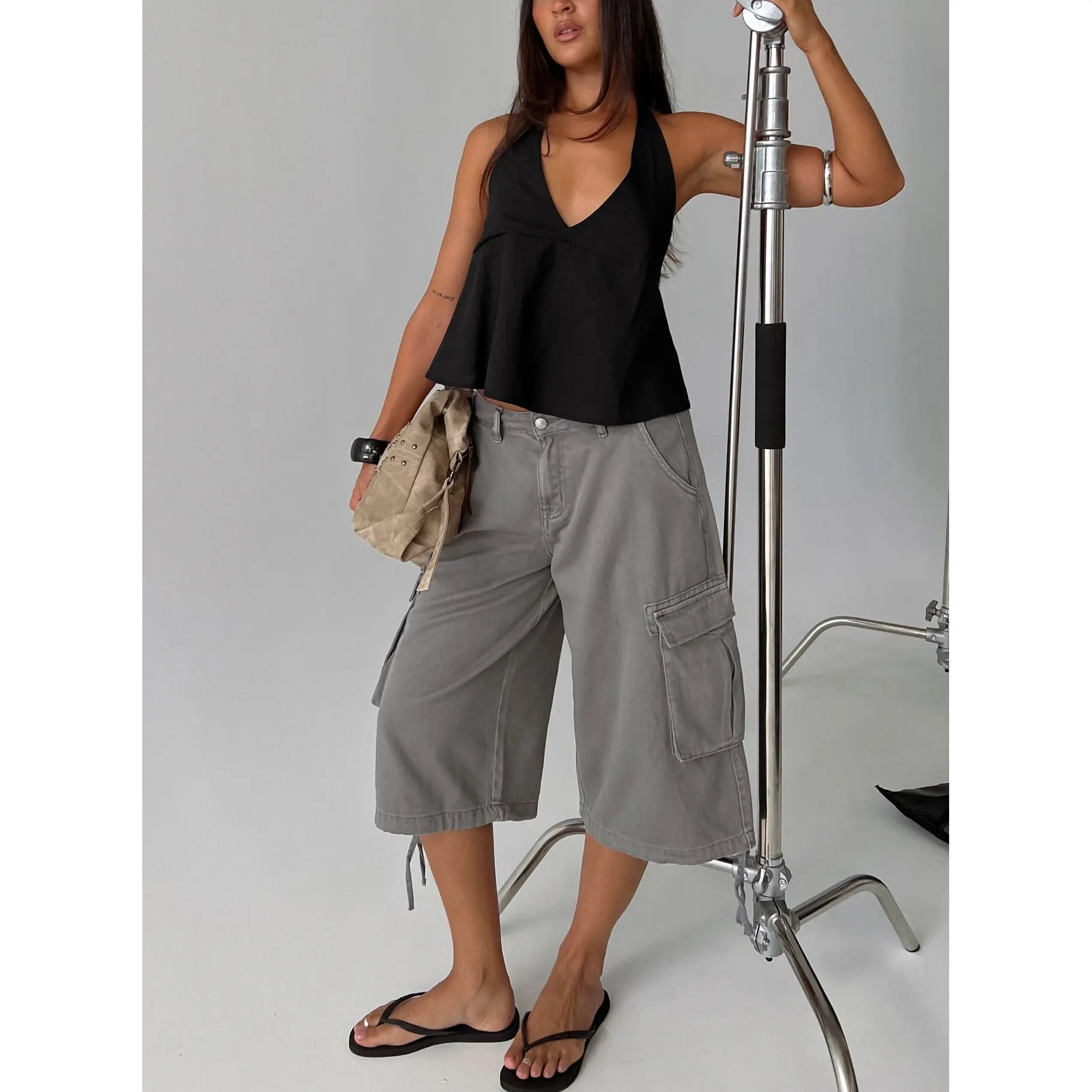 Hudsen Longline Cargo Shorts Charcoal