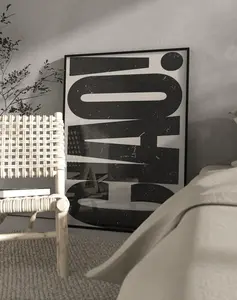 [Sale off up to 50%] Ciao! Poster, Retro Style Black and Beige Italian Wall Art Ciao Quote, Monochrome Quote Poster, Typography Poster