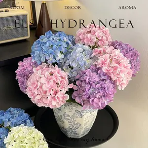 Luxury hydrangea faux for dining table and living room decorations, wedding artificial decorative floral arrangements, silk flowers, dried flowers filler