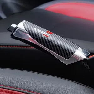 Car Handbrake Grip Cover Carbon Fiber Texture, Durable Abs Plastic Interior Vehicle Accessory for Sedans and Suvs, Smooth Surface Car Parts