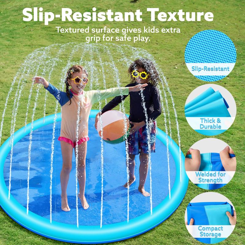 SLOOSH Non-Slip Splash Pad Sprinkler - Outdoor Water Toys Play Mat for Toddlers Kids Dogs, Outside Thickened Sprinkler Pool Party Durable Backyard Fountain for Girls Boys Pets (60in&72in, Blue) TikTokShopSummerTurnup