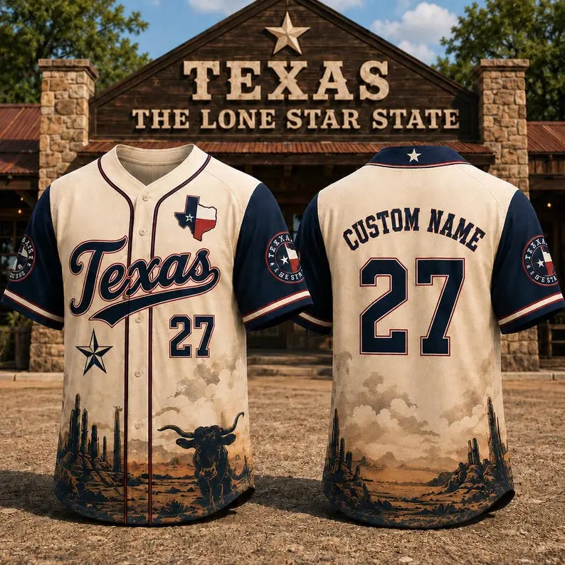 Texas Baseball Jersey, Custom Name Number Lone Star State Shirt,  Vintage Texas Pride Gift for Men