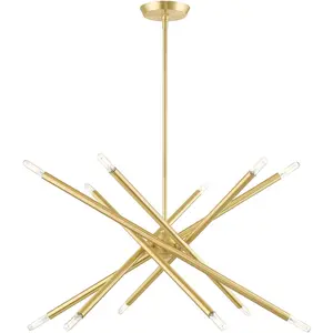 12 Light Satin Brass Chandelier with Steel base material