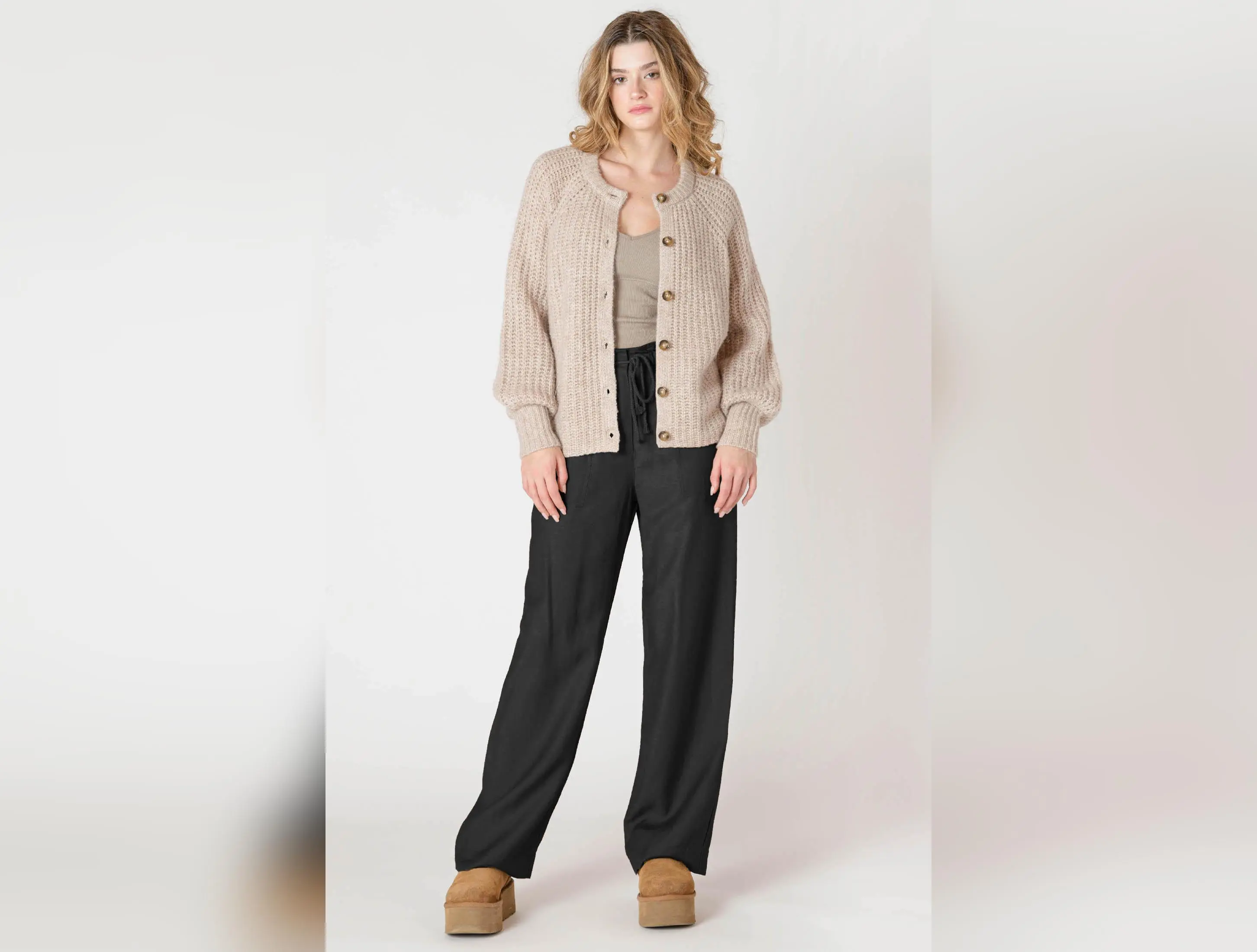 Melange Textured Cardigan in Soft Oat