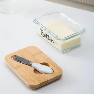 Butter Container Glass Box Sealed Storage Box Cheese Dish with Knife Butter Slicer Plate Kitchen Dishes French Tableware