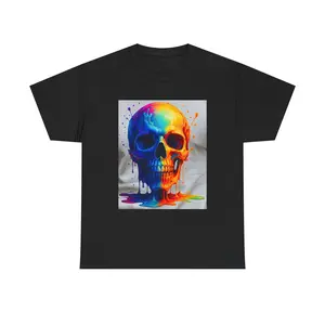 Rainbow Drip Skull T-Shirt | Colorful Skull Tee, Paint Splash Design