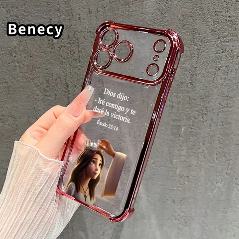 Women's E Crown Patterned Electroplated Cellphone Case - 4-Corner Airbag Shockproof Casing, Raised Edges Protection, Secure Grip, Slim Profile, Slip-Resistant, Easy to Carry Cover, Mobile Phone Accessories for iPhone 17 Pro Max,16,15 Plus,Air,14,13,12,11
