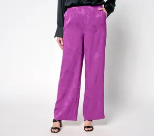 LOGO by Lori Goldstein Regular Full Length Wide-Leg Soft Pants
