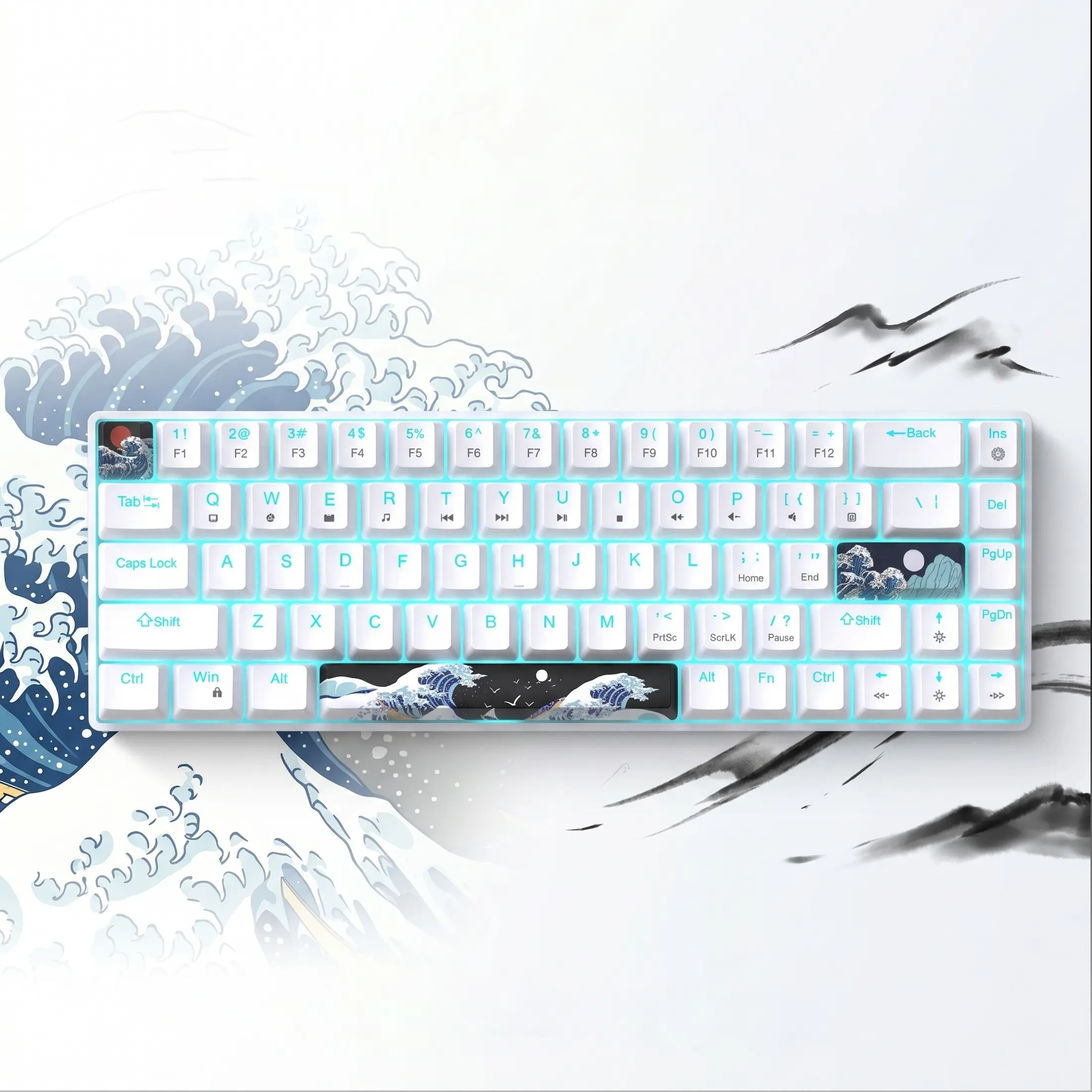 68 Keys Wired Mechanical Gaming Keyboard, Mechanical Game Keyboard, USB Powered Blue Backlit Mini Compact Keyboard, Portable 60% Layout Gaming Keyboard, LED Backlit Keyboard for Windows PC Laptop Mac, PC Gaming Keyboards, Gaming PC Accessories