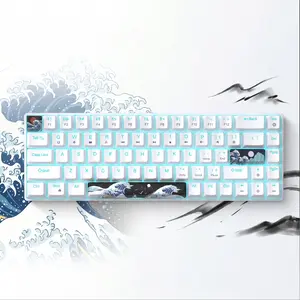 68 Keys Wired Mechanical Gaming Keyboard, USB Powered Blue Backlit Mini Compact Keyboard, Portable 60% Layout Gaming Keyboard for Windows PC Laptop Mac