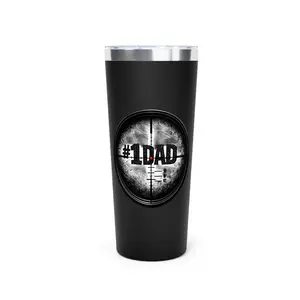 #1 Dad 22oz Stainless Steel Sniper Scope Tumbler - Copper Vacuum Insulated, Insulation Water Bottle with Lid, Portable Plastic-Free Travel-Friendly Logo Water Bottle