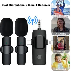 Wireless Lavalier Microphone for iPhone - Android Phone/Pad/Camera/Laptop Audio Recording, Newest Professional 2 Pack Mini Lapel Mics for YouTube/Interview/Vlog/Livestream/Podcast
