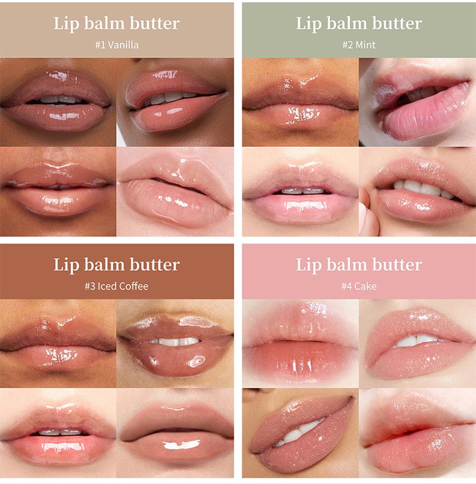 4 PCS Lip Glossy Butter Balm Set, Tinted Lip Balm Instant Moisture and Hydration Lip Gloss, Long Lasting Hydrating Glow Reviver Lip Care Oil, Christmas Makeup Gift for Women