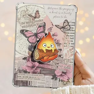 Cute Fire Demon Calcifer Anime Howl's Moving Castle Kindle Grip Book Bookish Magnetic Kindle Grip Book Lover Kindle Accessories Phone Holder PopSocket Phone Grip Magnetic Pop Socket Phone Grip